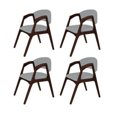 Imagem de Conjunto com 4 Cadeiras de Jantar Estofada Gabriela em Madeira e Mdf C