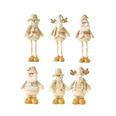 Imagem de Pacote de 3 bonecas de Natal com luzes LED de 55 cm de altura, renas e