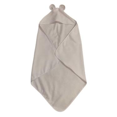 Imagem de Toalha de banho Bebê c Capuz de Orelhinha Maternidade Recém Nascido Poliéster Felpuda Atoalhada 70x70 cm (Branca, 70x70 cm)