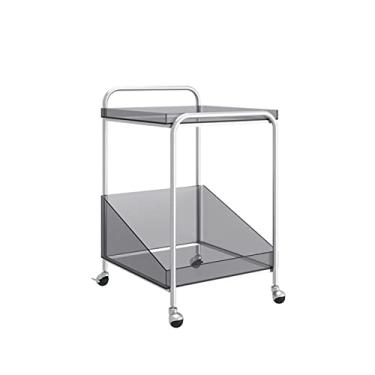 Imagem de Mesa lateral, mesas laterais de sofá, suporte de carrinho removível, mesa de cabeceira para quarto, sala de estar, escritório, mesa de canto pequena, mesa lateral com moldura de metal de 2 camadas