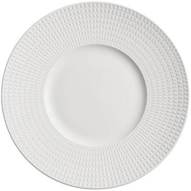 Imagem de URGDWEKJY Bandeja de jantar, prato de bife, prato de cerâmica, prato criativo para casa, prato ocidental, prato de massa, prato redondo raso prato de jantar (branco, 26,7 cm)