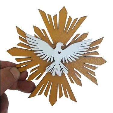 Imagem de Mini Mandala Espirito santo Mdf Vazado 15x15cm Decorativa com fita dupla face quadro decoração