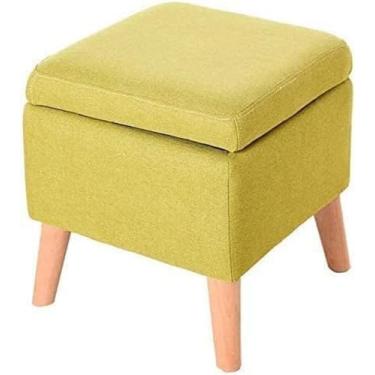 Imagem de Banqueta dobrável para os pés, banco de pés otomano, banco de sapatos de madeira maciça, caixa de armazenamento moderna, simplicidade, multifuncional, sala de estar, banquinho de sofá, banco de