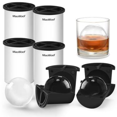 Imagem de Máquina de cubos de gelo transparente, de aço inoxidável, 6 cm, molde de cubo de gelo de silicone para coquetéis, bebidas e bourbon, presentes de uísque para homens (pacote com 4)