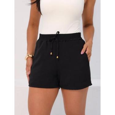 Imagem de Shorts Feminino Dunas Bolsos Cintura Alta Curto Básico - Lori Modas, P
