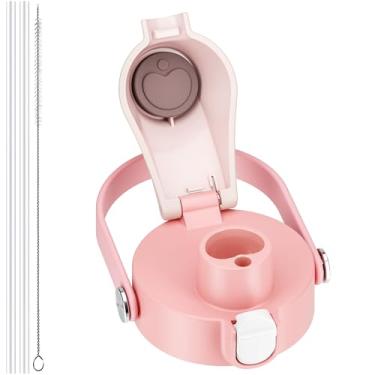 Imagem de Tampa de substituição para garrafa de água Owala Freesip, compatível com Owala 473 ml, 680 g, 740 ml, 947 ml, 1,134 g, vem com 2 canudos e 1 escova de palha, acessórios Owala sem BPA, à prova de