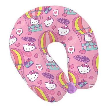 Imagem de Northwest Almofada de pescoço para viagem Hello Kitty da Sanrio, almofada de pelúcia em forma de U para avião, viagem, carro, 30 x 33 cm, Muito popular, 12x13 inches