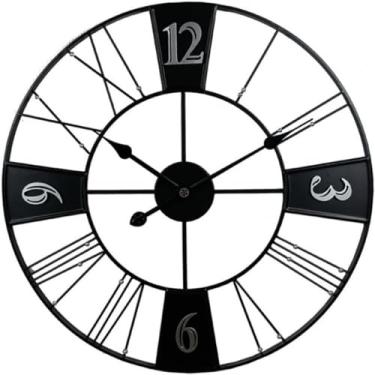 Imagem de WYUYIWH Relógio de parede de arte moderna relógio de parede esqueleto de metal com algarismos romanos silencioso relógio decorativo sem tique-taque para lounges pubs cafés decoração de parede, C 60