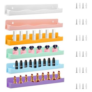 Imagem de Prateleira de esmalte de acrílico com 6 peças, prateleira de esmalte de parede multiuso para armazenamento de óleos essenciais para salões de beleza, 6 cores (seis cores, 6)