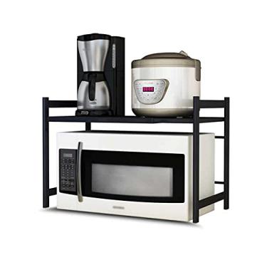Imagem de Prateleira expansível de cozinha, rack de forno de micro-ondas com 4 ganchos, organizador de balcão de cozinha, ajustável de 40 a 60 cm, para panela/forno/tempero. ()