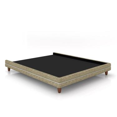 Imagem de Cama Avulsa para Colchão Queen Torres Pés em Madeira Linho Bege G91 - Gran Belo