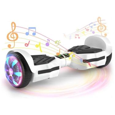 Imagem de Hoverboard SIMATE Branco 6,5&quot; com Luzes LED, Bluetooth e Certificação UL2272 – Até 13,7 km/h, Autonomia de 12,8 km