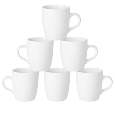 Imagem de Conjunto de 6 canecas de porcelana, 230 ml, xícaras de café e chá (6 Branca)