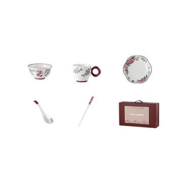 Imagem de Pratos de flores frescas de cerâmica para casa requintada alta temperatura - conjunto de 10 peças "caixa de brocado"