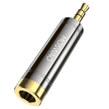 Imagem de MOSWAG Adaptador de fone de ouvido TRS de 1/4 a 1/8 (pacote com 1) macho para fêmea, adaptador de fone de ouvido banhado a ouro, adaptador de fone de ouvido de 3,5 mm a 6,35 para amplificadores