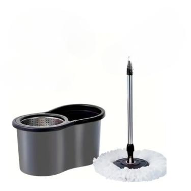 Imagem de Mop Giratório Balde 9 Litros Esfregão Cesto Inox Limpeza Centrífuga Com Alça