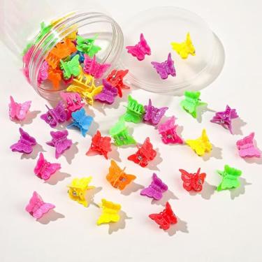 Imagem de 50 peças de grampos de cabelo de borboleta para meninas, grampos de cabelo pequenos fofos de cores sortidas mini garra de cabelo com caixa acessórios de estilo de cabelo