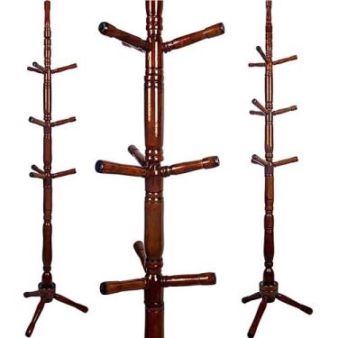 Imagem de Cabideiro Mancebo Piso Madeira C/9 Ganchos IMBUIA - M E K