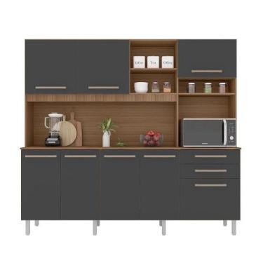 Imagem de Cozinha Completa Armário E Balcão C- Pés Reguláveis 8 Portas Mel Grafi