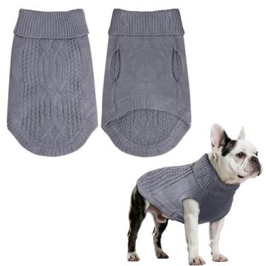 Imagem de YKYUASD Suéter de inverno para cães e gatos, roupas de inverno, quente, sólido, para clima frio (cinza, médio)