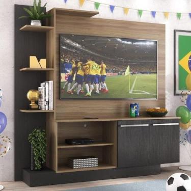 Imagem de Estante+Painel 55" E França Br2473 Duna/Preto - MULTIMOVEIS