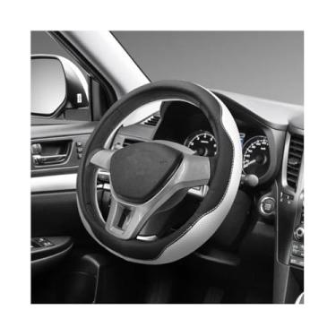 Imagem de MTRPS Capa de volante de couro de microfibra, protetor de volante respirável com anel interno antiderrapante, capa de roda de carro universal de 36,8 a 38 cm, decoração de interiores automotivos para