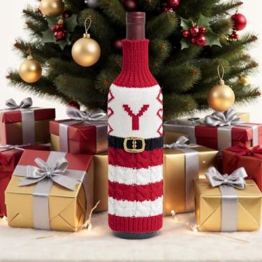 Imagem de Capa de garrafa de vinho de Natal, enfeite de mesa para festas sazonais, sala de jantar ou exibição em casa, letra Y