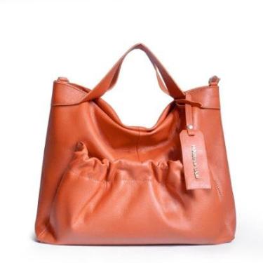 Imagem de BOLSA FEMININA EM COURO ALÇA DE MÃO TERRACOTA "DÉBORA GERALDI"-Feminino