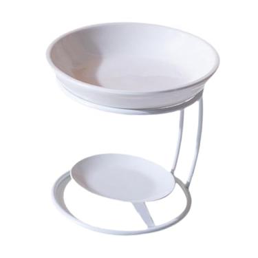 Imagem de IEUDNS Queimador de óleos Essenciais de Cerâmica com Estrutura Metálica, Difusor de óleos Essenciais, Queimador de Cera de Cerâmica, Aquecedor de Cera para Q, Branco