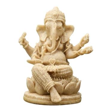 Imagem de WeiLaiKeQi Estátua do Senhor Ganesha, Estatueta de Ganesha, Ornamento Portátil e Criativo de Colecionador, Escultura de Buda para Presente, Painel do Carro ou, Cáqui 8.5x7x10.5cm