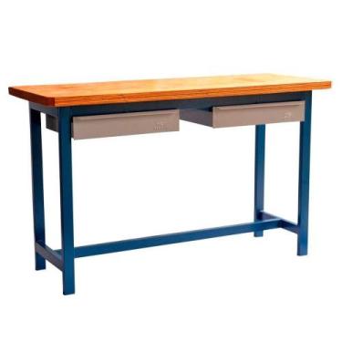 Imagem de Bancada Simples 150cm em Tubo Retangular com Tampo de Compensado Naval
