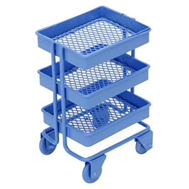 Imagem de Zerodis Carrinho de Mão Em Miniatura para Bebês, Produtos para Maternidade, Brinquedos Infantis, Bonecos e Brinquedos de Pelúcia, Escala de 3 Níveis, Casa de Bonecas, Rack de Armazenamento para (Azul)
