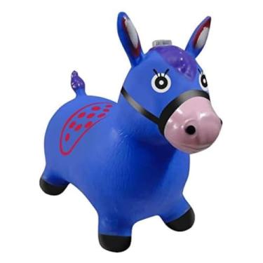 Imagem de Cavalinho Upa Upa Pula Pula Inflável Musical Brinquedo Infantil (Azul)