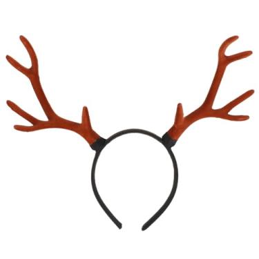 Imagem de KESYOO Faixa de cabelo de chifre de Natal marrom macio para cabelo de Natal com chifres de rena exclusivos para mulheres, acessórios de cosplay e festas de fim de ano