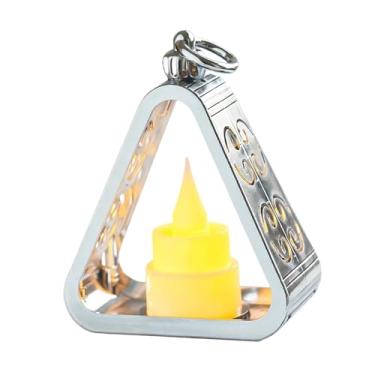 Imagem de Fenteer Luminária de cabeceira criativa, luminária de mesa triangular, ideia de presente, luz noturna portátil, luz noturna LED para armário, escritório, Prata