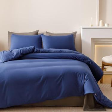 Imagem de Luxlovery Conjunto de edredom azul royal, feminino, masculino, liso, azul brilhante, macio, respirável, colcha com 2 fronhas para cama king size