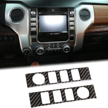 Imagem de Aunginsy Acabamento da capa do interruptor de ajuste de volume de controle central compatível com Toyota Tundra 2014-2021 de fibra de carbono console central mídia rádio interruptor de volume