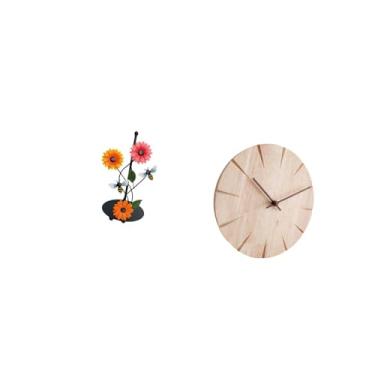 Imagem de Fenteer Suporte para Papel Toalha, Dispensador, Suporte Vertical Antiderrapante, Relógio de Parede em Madeira Maciça, Relógio de Parede para Pendurar Na Pared