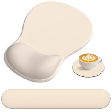 Imagem de Mouse pad com descanso de pulso, tecido de lycra premium 3 em 1, suporte ergonômico de pulso com espuma viscoelástica para teclado, laptop e desktop, mouse para alívio da dor com base de poliuretano