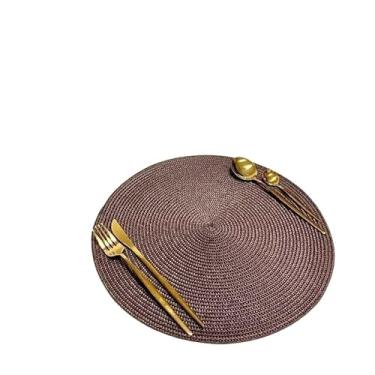 Imagem de Novo Kit Jogo Redondo Jantar Para Mesa Posta, Descanso De Prato Elegante(marrom escuro,8 UNI)