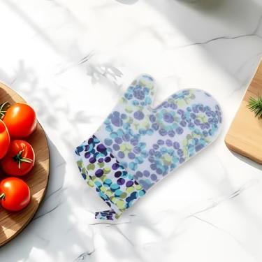 Imagem de Generic 1 peça de luvas de forno luva curta de borda plana padrão roxo lavagem à mão apenas pano de algodão de silicone roxo 28 x 18,5 cm