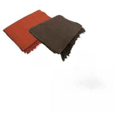 Imagem de Kit 2 Mantas para Sofá Gigante 100% Algodão – Manta Decorativa e Protetora para Sala de Estar (1 TerraCota + 1 Marrom Escuro)
