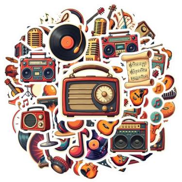 Imagem de 100 peças de adesivos de áudio retrô de instrumentos musicais adesivos de música de brinquedo adesivos de grafite para notebook, bagagem, copo de celular, faça você mesmo, telefone, guitarra, laptop