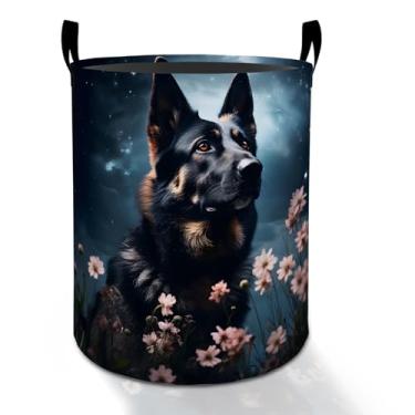 Imagem de Cesto de roupa suja pastor alemão para meninos, meninas, crianças e adultos, caixa de armazenamento de roupas Oxford dobrável à prova d'água, organizador de cães para quarto, banheiro, decoração de