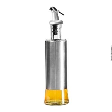 Imagem de Porta Azeite e Vinagre em Vidro e Aço Inox, Galheteiro com Dosador, 300ml, 25cm x 6.5cm, Design Sofisticado