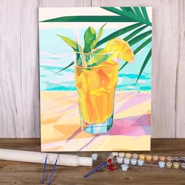 Imagem de Kits de pintura a óleo por números para adultos, bebidas, faça você mesmo, pintura a óleo por números, para adultos iniciantes em tela para decoração de parede de casa, presentes de aniversário de