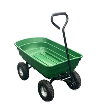 Imagem de Carrinho de mão de jardim, utilitário pesado com quatro rodas, suporte embutido, ideal para casa, quintal e jardim - verde