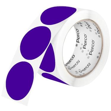 Imagem de Perco Etiquetas adesivas redondas perfuradas roxas de 5 cm — 250 adesivos redondos por rolo — com adesivo permanente para organização, codificação de cores, etiquetagem de caixote e alertas de