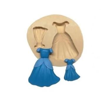 Imagem de MOLDE DE SILICONE VESTIDO, CINDERELA, RESINA, CONFEITARIA
