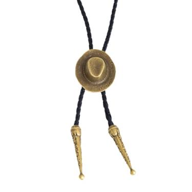 Imagem de Izpack Colar com pingente de chapéu de caubói ocidental para mulheres e homens - vaqueira Bolo Tie Lariat corda trançada borla Y Colares vintage Country Concert Jewelry Fancy Dress Acessórios para